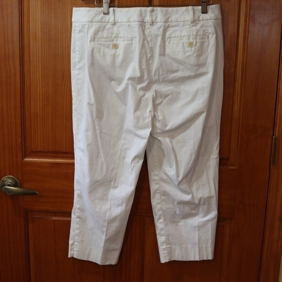 Talbots Vintage White Stretch Cotton Capri Pants Classic Cropped 14P - Picture 5 of 10